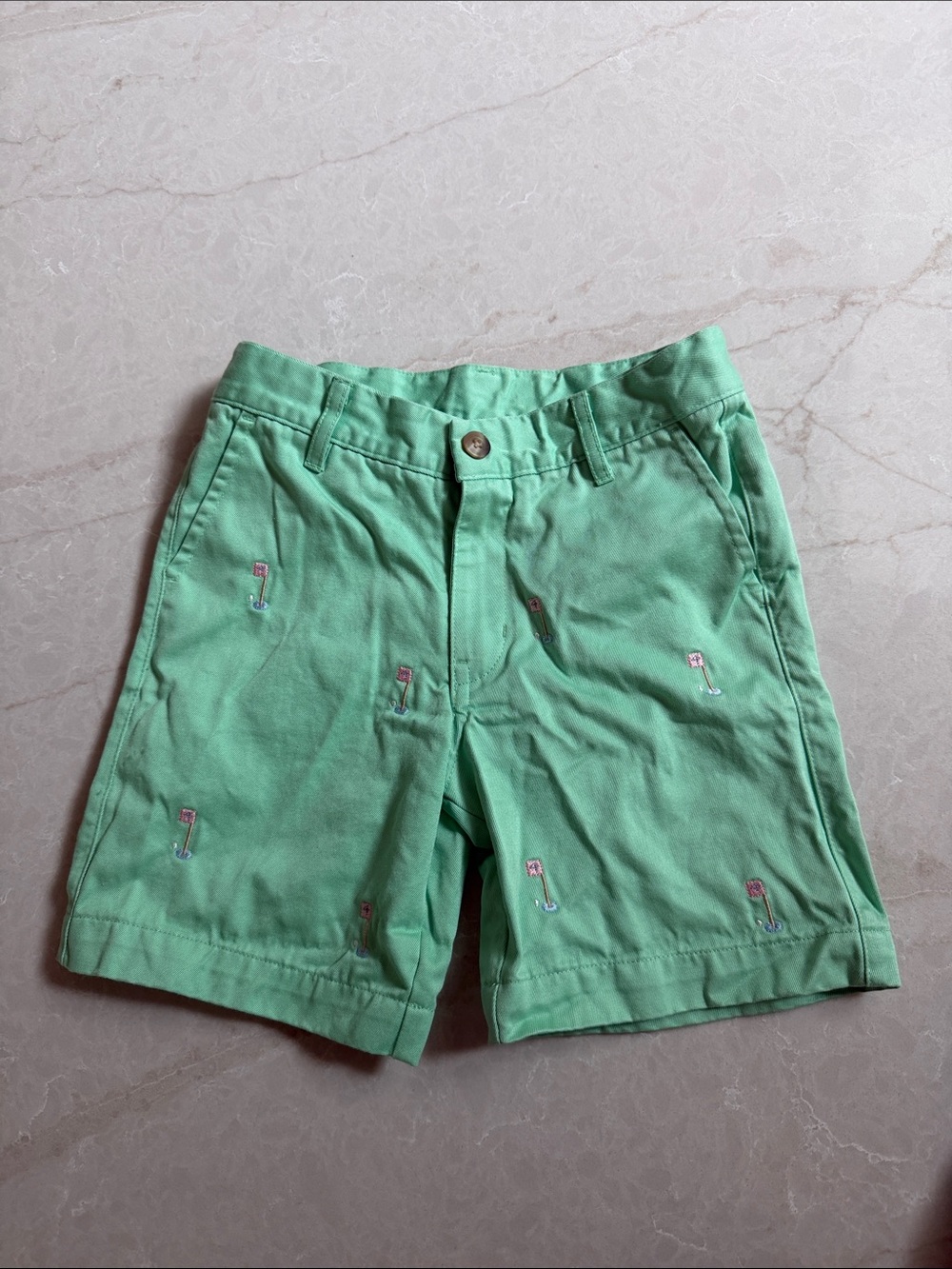 The Beaufort Bonnet Company Boy’s Green Embroidered Golf-Flag Shorts